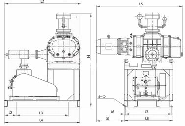 JZPX型旋片罗茨真空泵机组的安装尺寸图